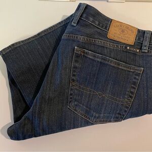 Lucky Brand 361 Vintage Straight Blue Denim Jeans 34x30 Mens 5 Pocket Stretch